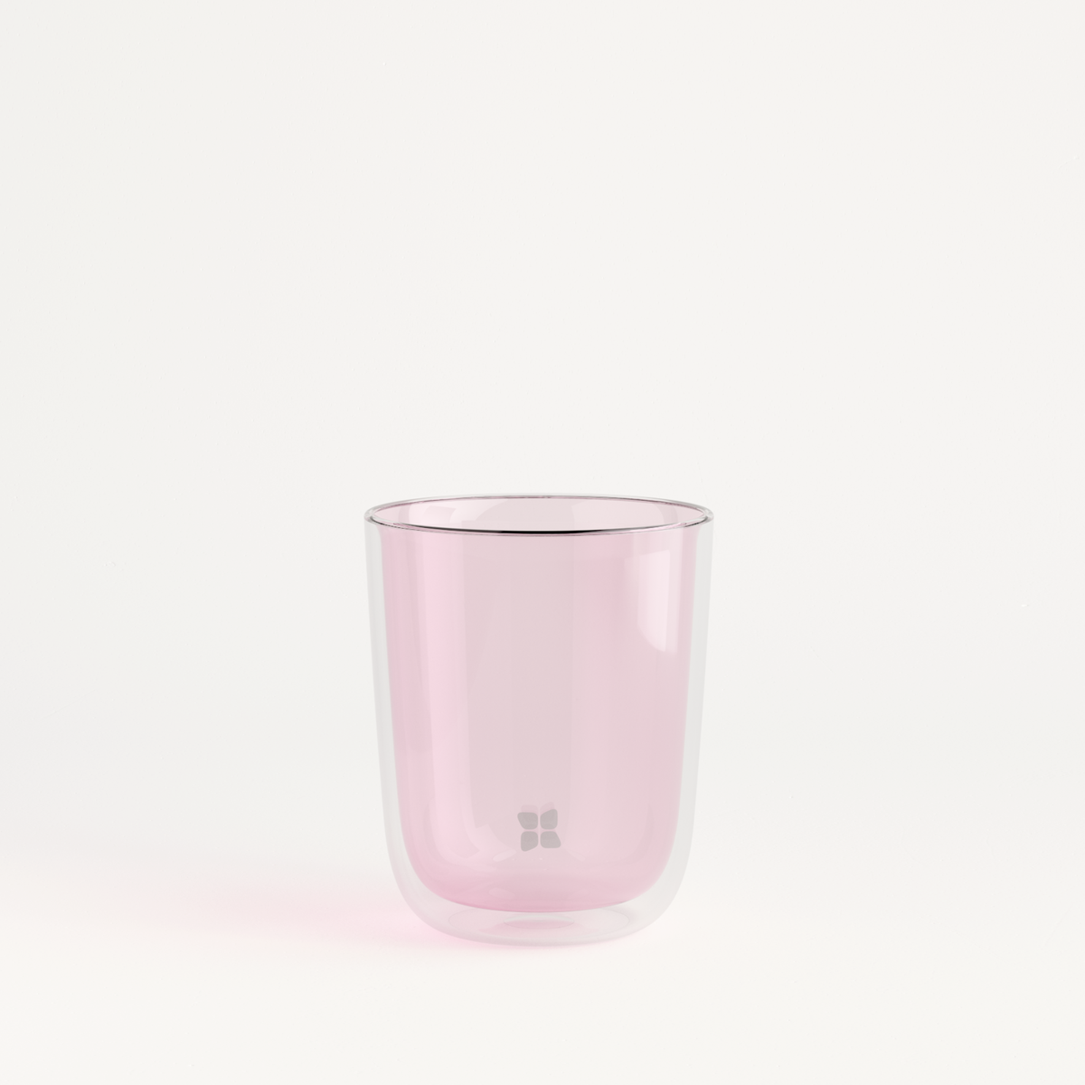 Waterdrop Glass Cup - Light Pink Transparent - 2x13oz - Double-Walled Borosilicate Glass