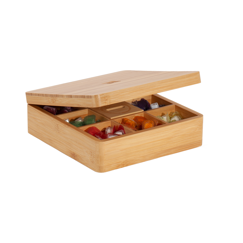 Clear Acrylic 3 Compartment Box BAMBOO Wood Lid STORAGE Container